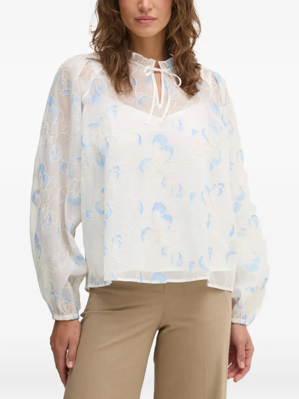 Mos Mosh Floral Ruffled Blouse In White