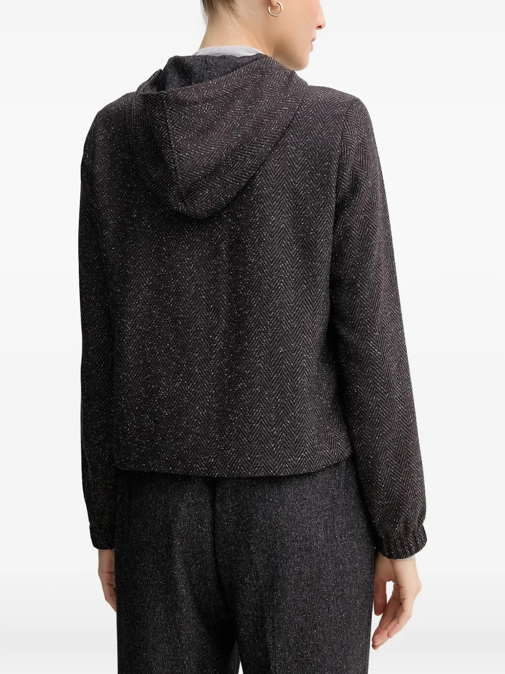  Mos Mosh Herringbone Hooded Jacket - Brown 