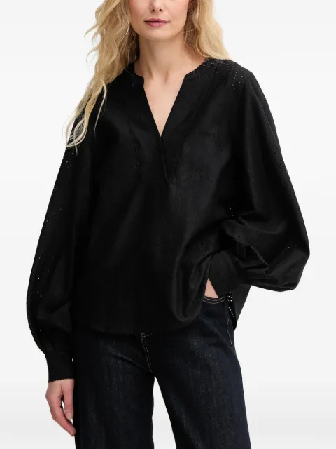 Mos Mosh balloon-sleeve V-neck blouse