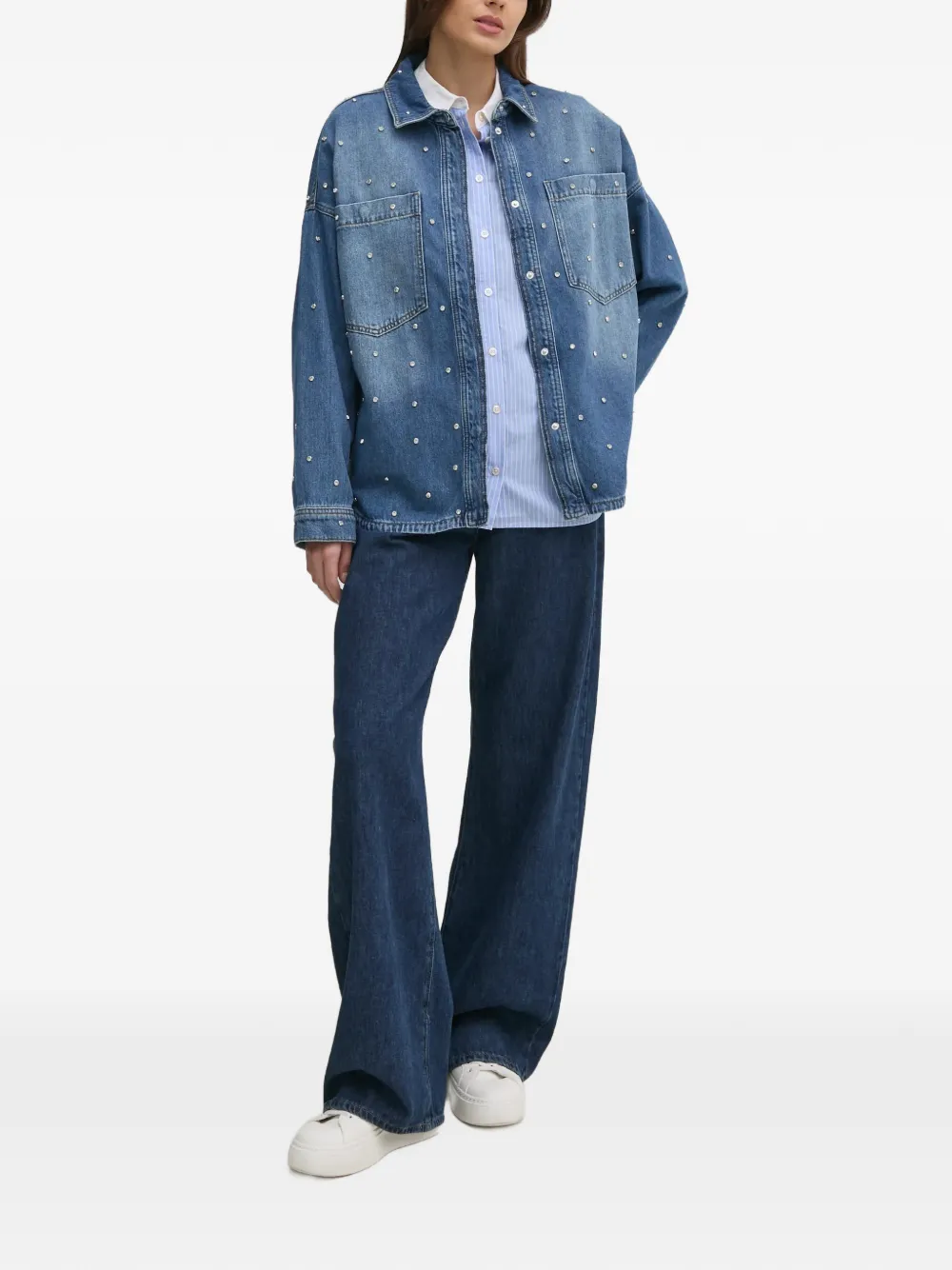 Mos Mosh Striped Button-down Shirt - Blue 