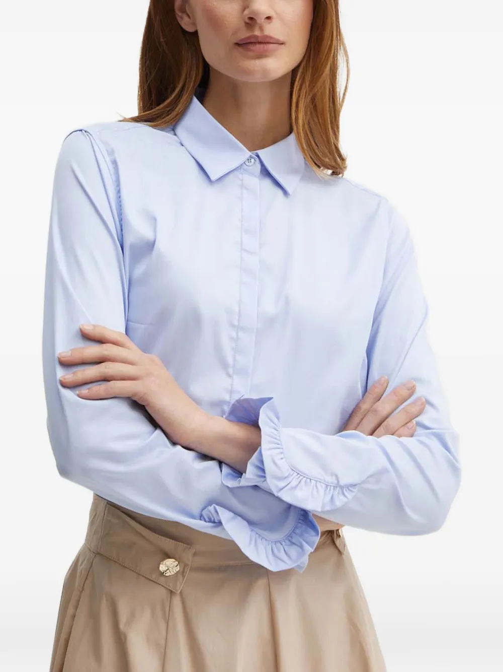 Mos Mosh Mattie ruffled-cuffs shirt - Blu