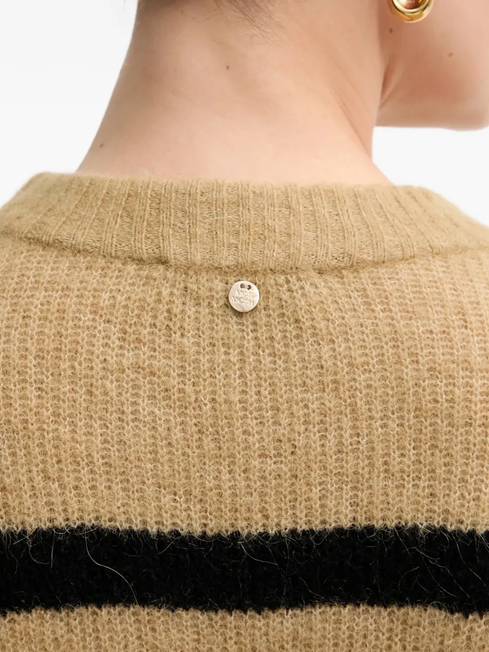 Mos Mosh Thora gestreepte trui met ronde hals Beige