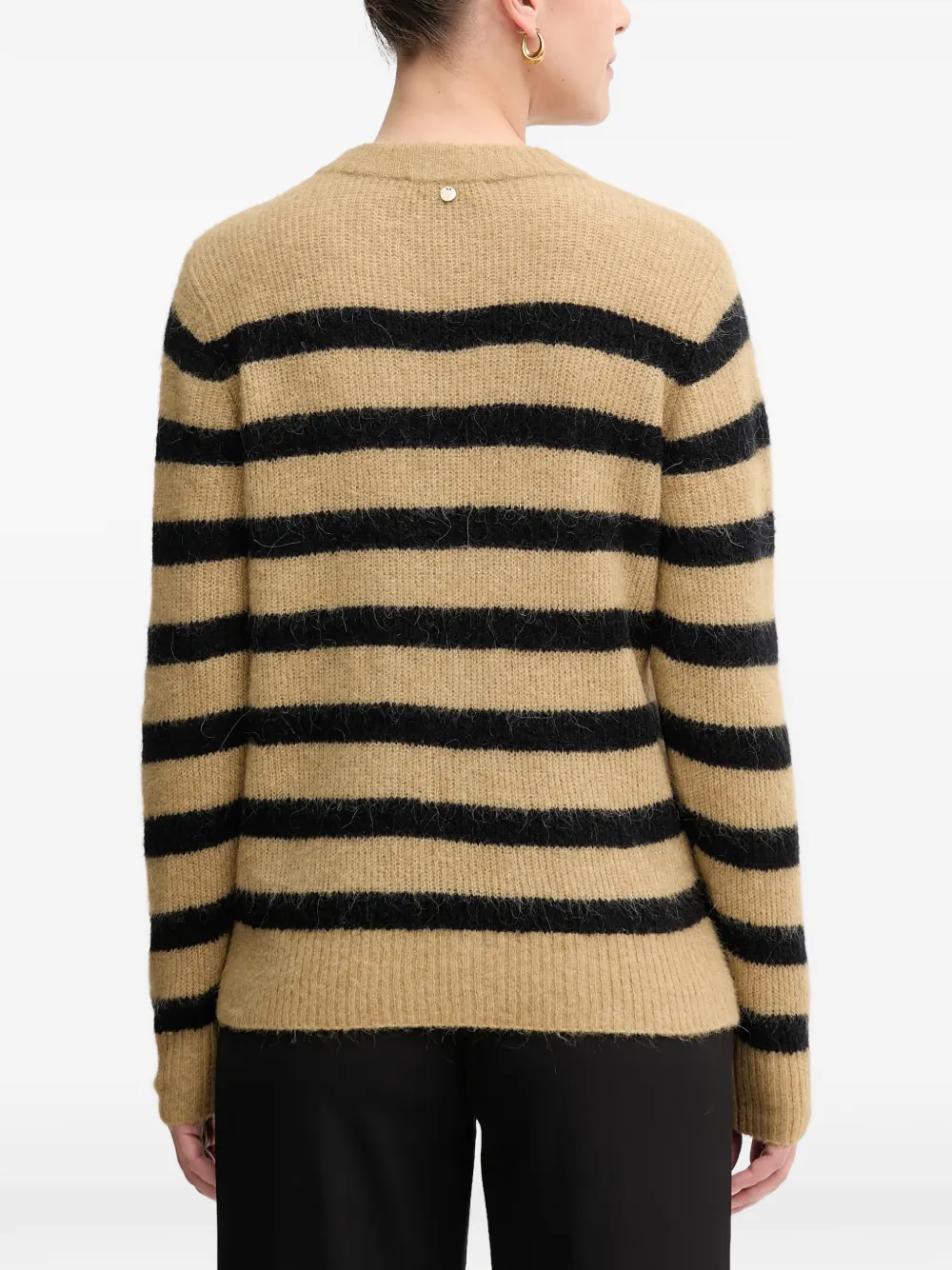 Mos Mosh Thora gestreepte trui met ronde hals Beige