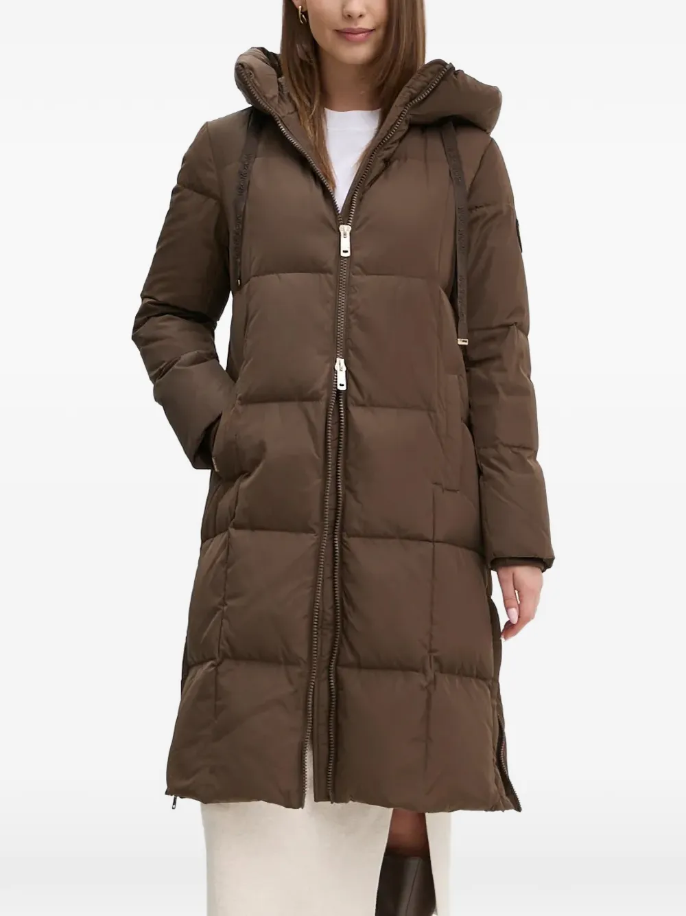 Mos Mosh Hooded Puffer Coat In Brown
