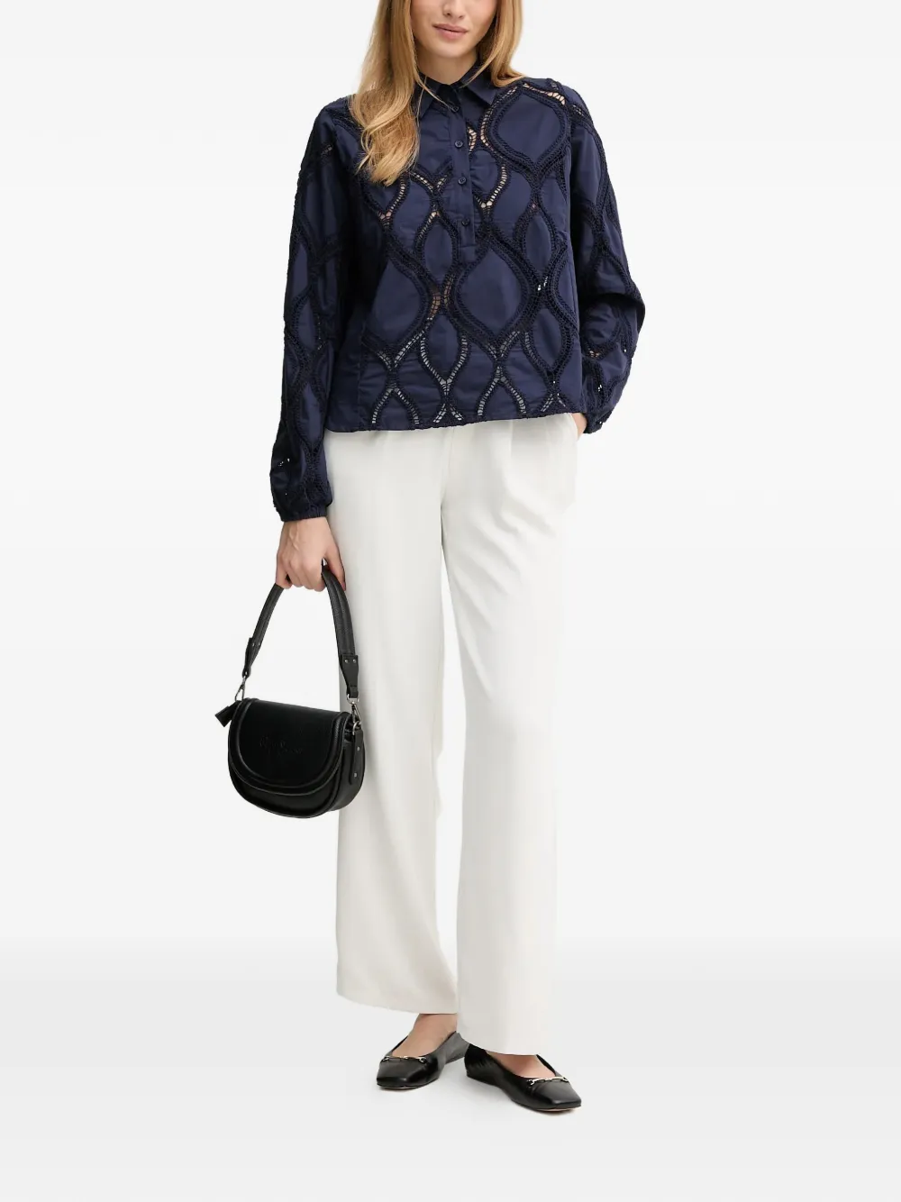Nolin Openwork Collared Shirt