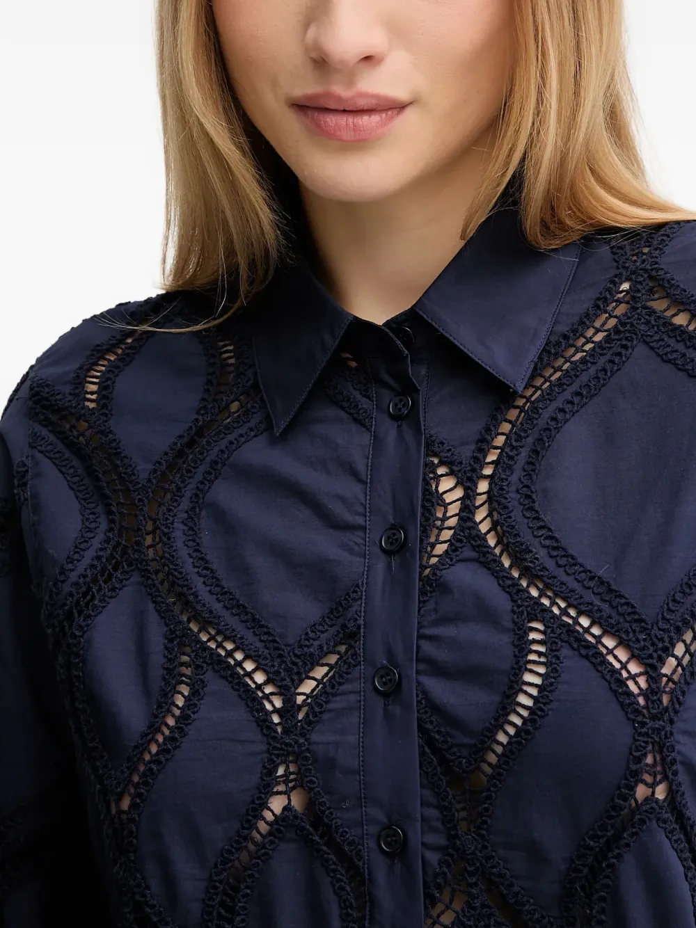 Nolin Openwork Collared Shirt