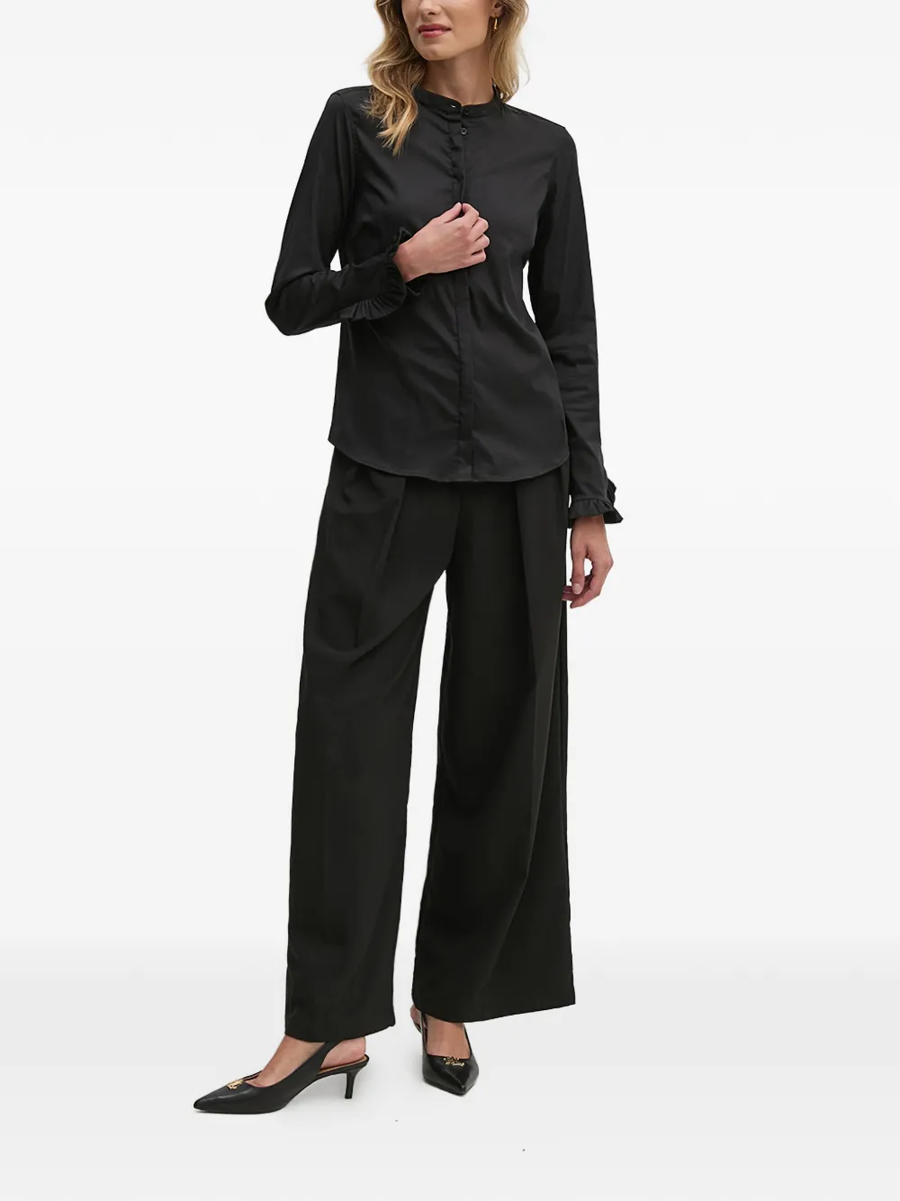  Mos Mosh Ruffled-trim Shirt - Black 