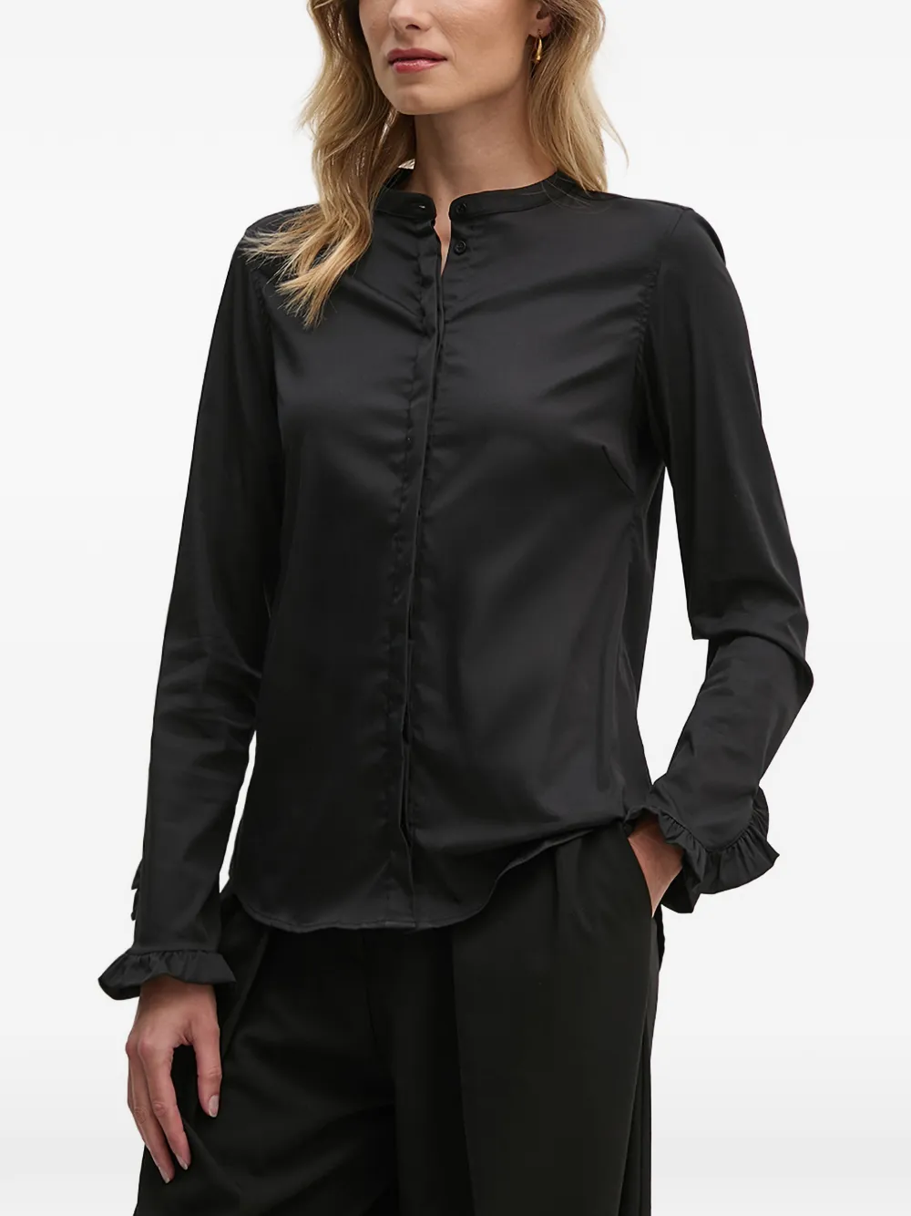 Mos Mosh Ruffled-trim Shirt In Black