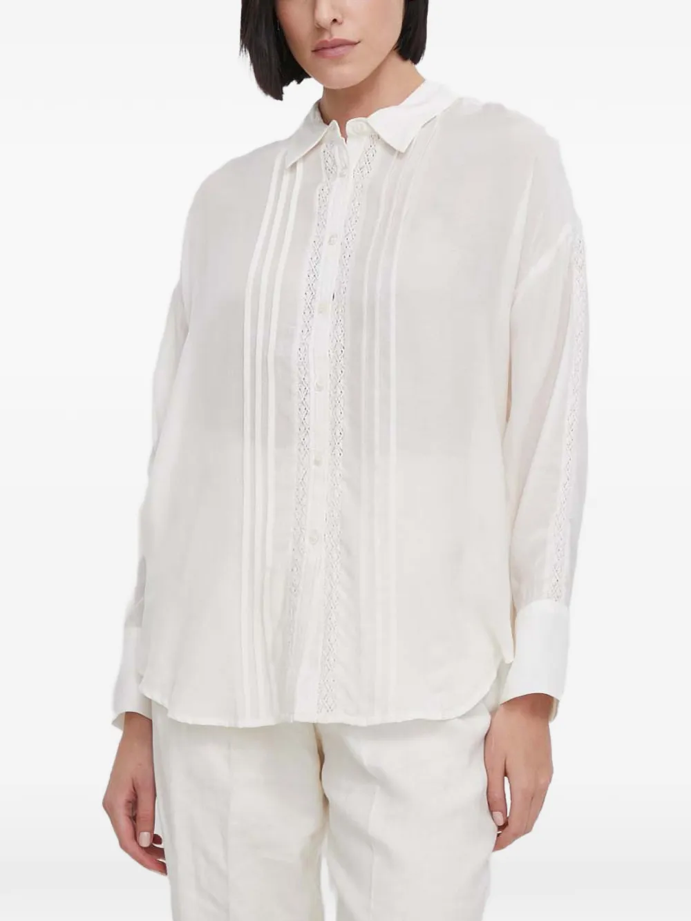 Mos Mosh lace panelled shirt - Bianco