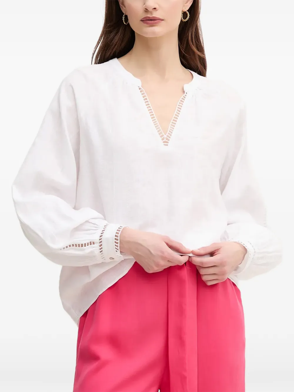 Mos Mosh V-neck openwork blouse - Bianco