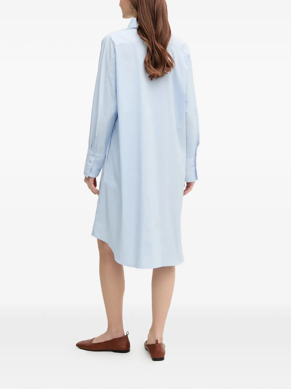  Mos Mosh Collared Asymmetric Shirt Dress - Blue 