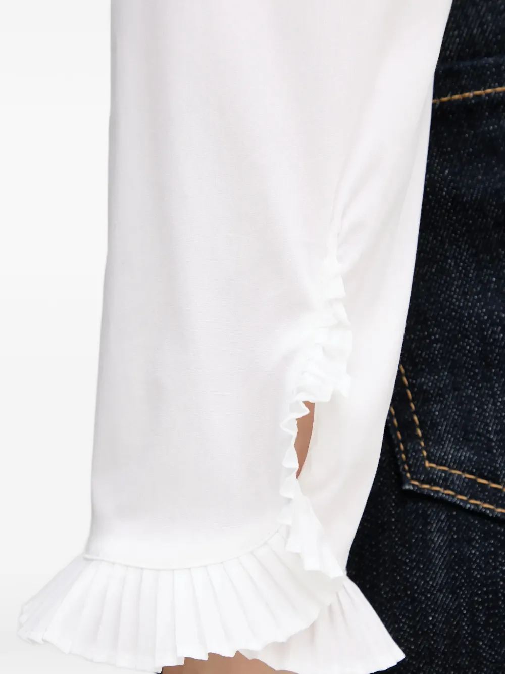 Mmhassie Ruffled-Cuff V-Neck Shirt