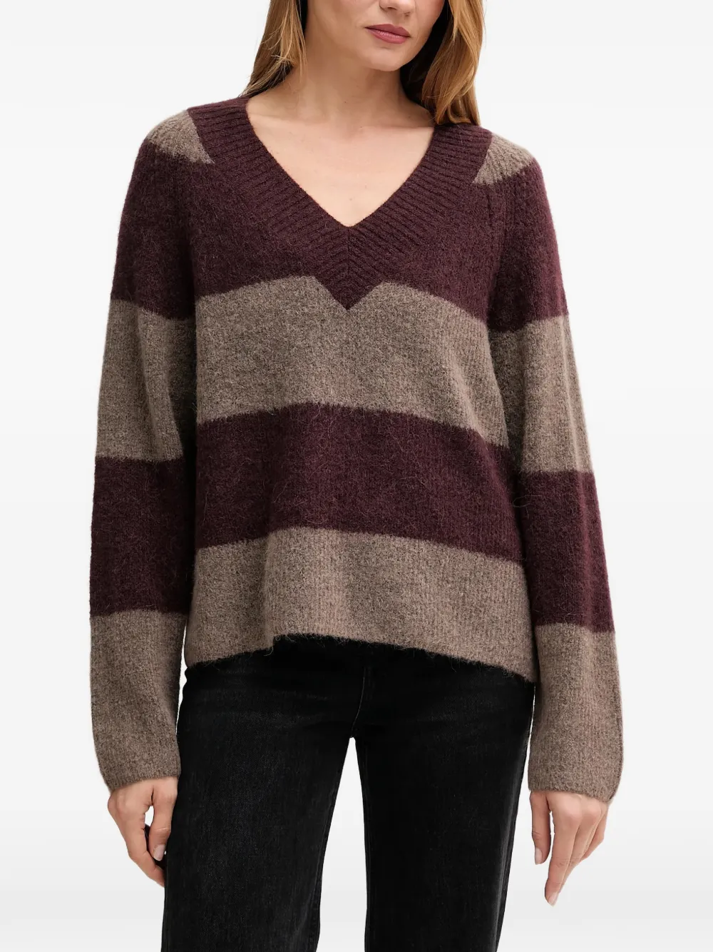 Mos Mosh striped V-neck sweater - Viola