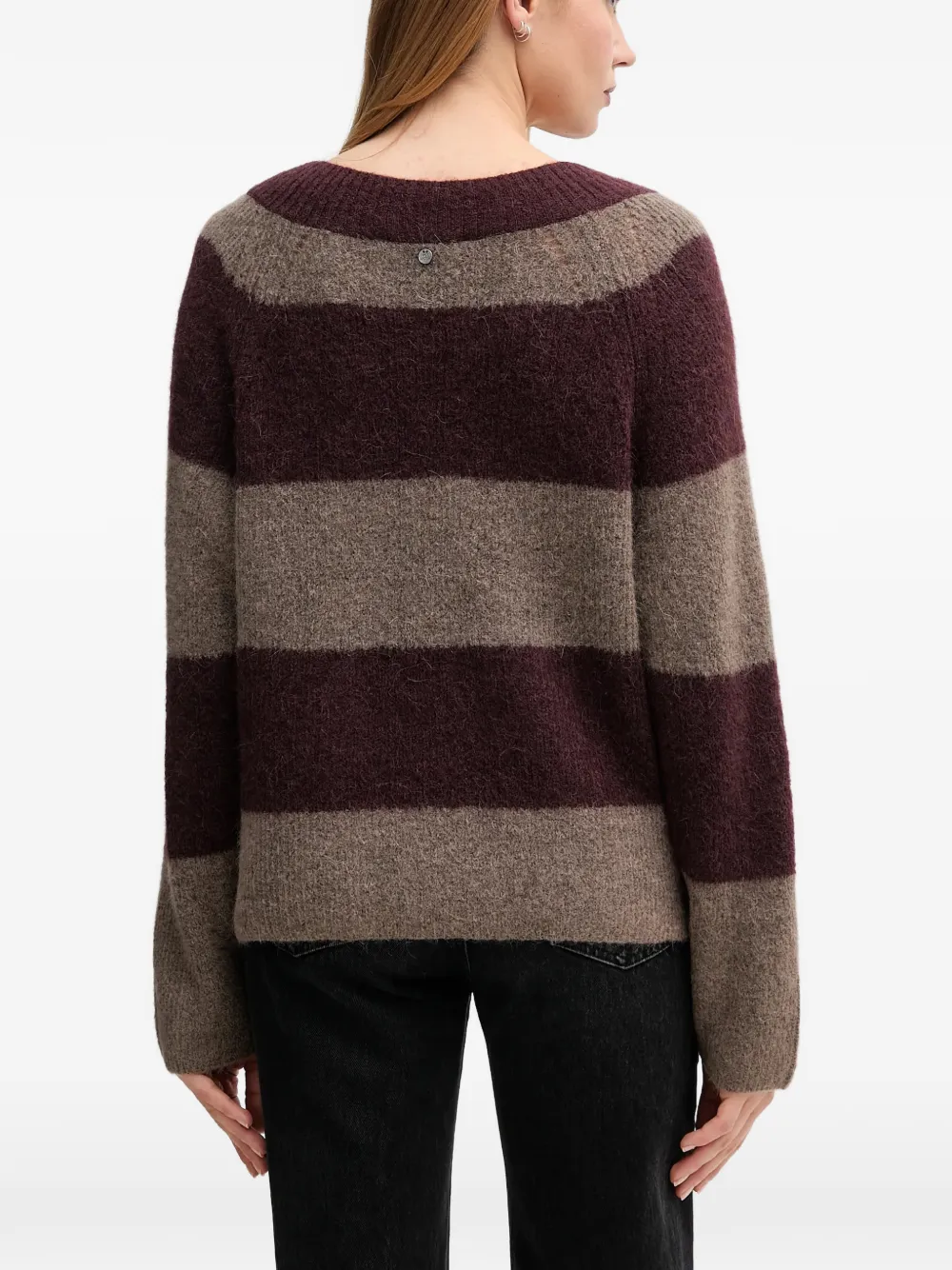  Mos Mosh Pull Rayé à Col V - Violet 