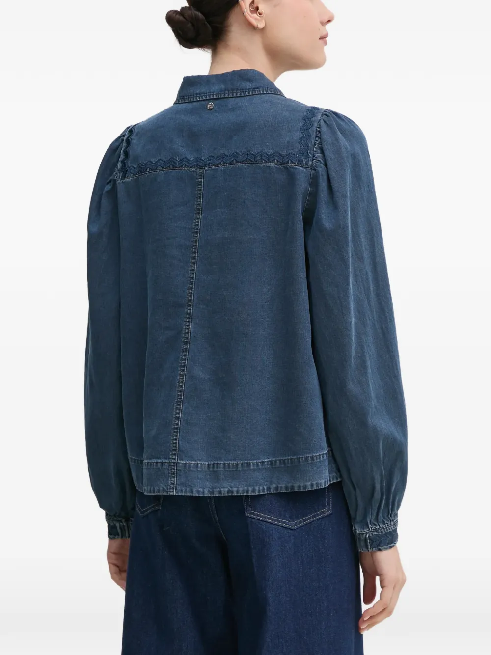  Mos Mosh Mmfozi V-neck Embroidered Blouse - Blue 