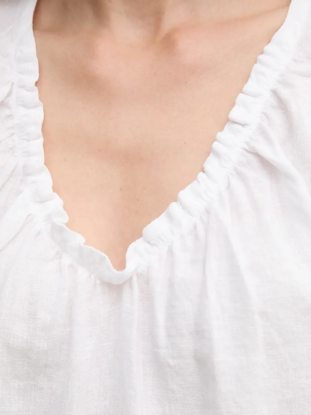 Puff-Sleeve V-Neck Blouse