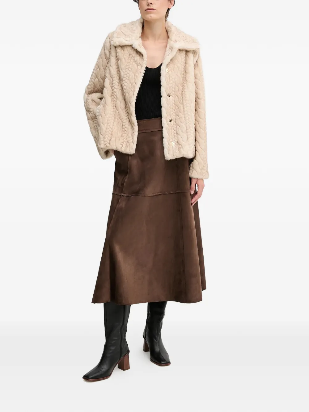  Gaudi Cable-knit Button-up Jacket - Neutrals 