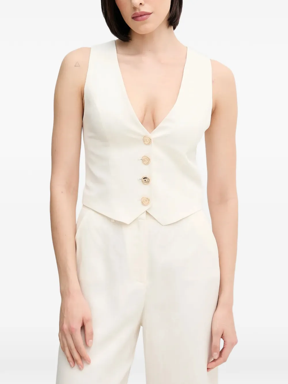 Gaudi v-neck buttoned vest - Bianco