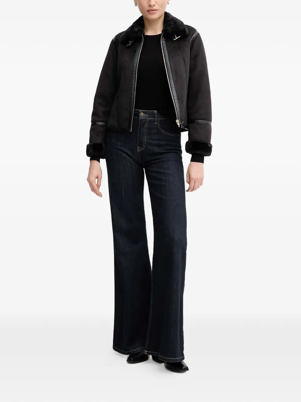 Gaudi Textured-collar Jacket - Black 