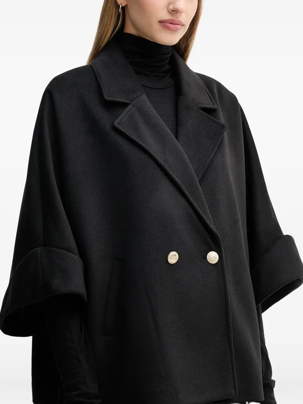  Gaudi Double-breasted Cape - Black 