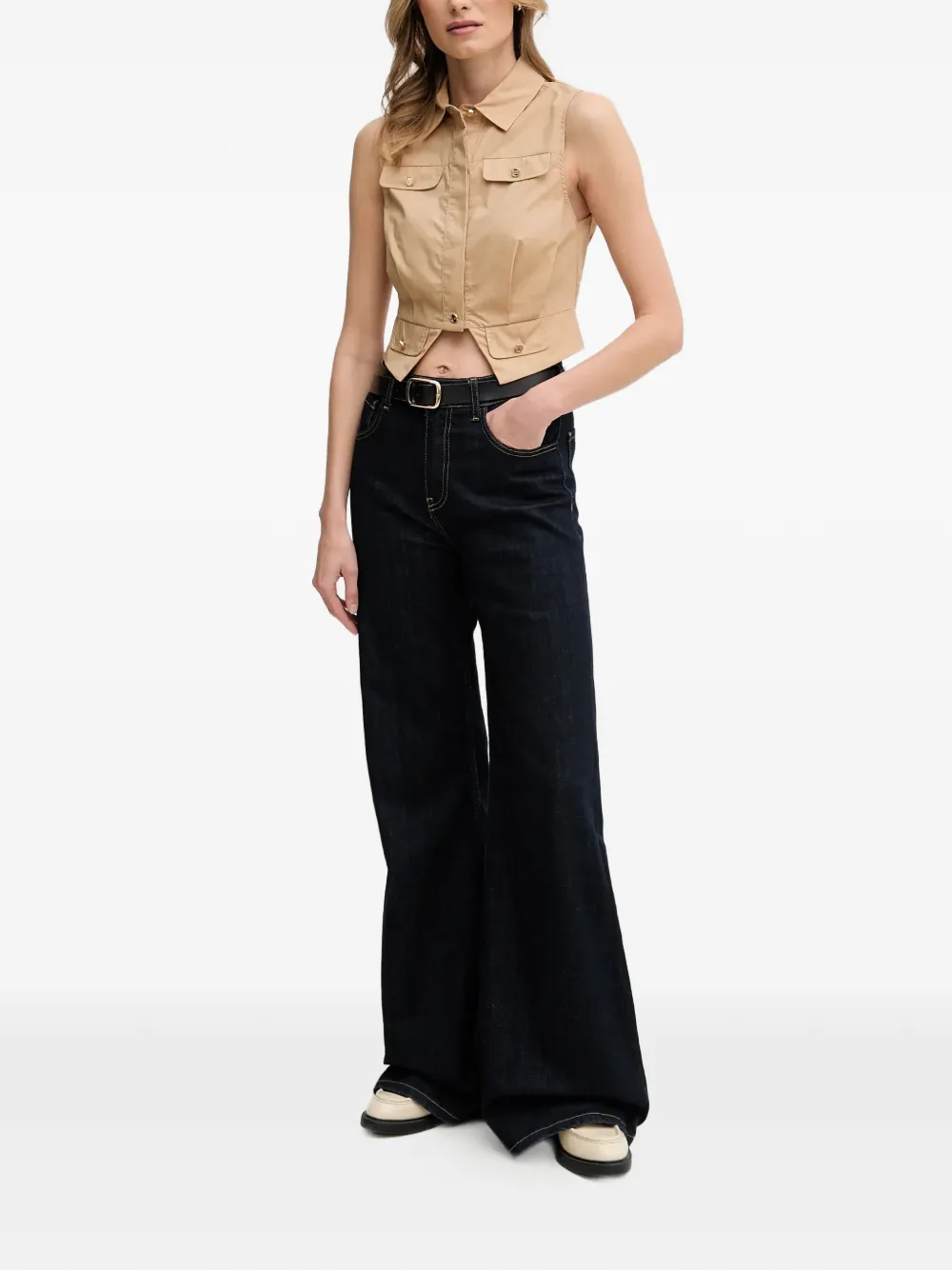  Gaudi Buttoned Sleeveless Top - Neutrals 