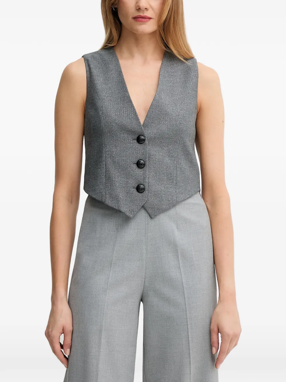 Gaudi button-up V-neck waistcoat - Grey