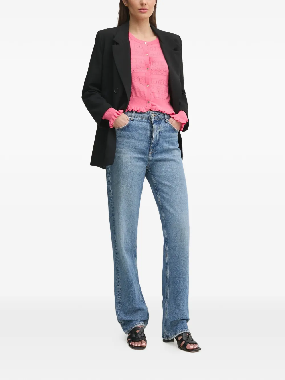  Gaudi Ruffled Patterned Cardigan - Pink 