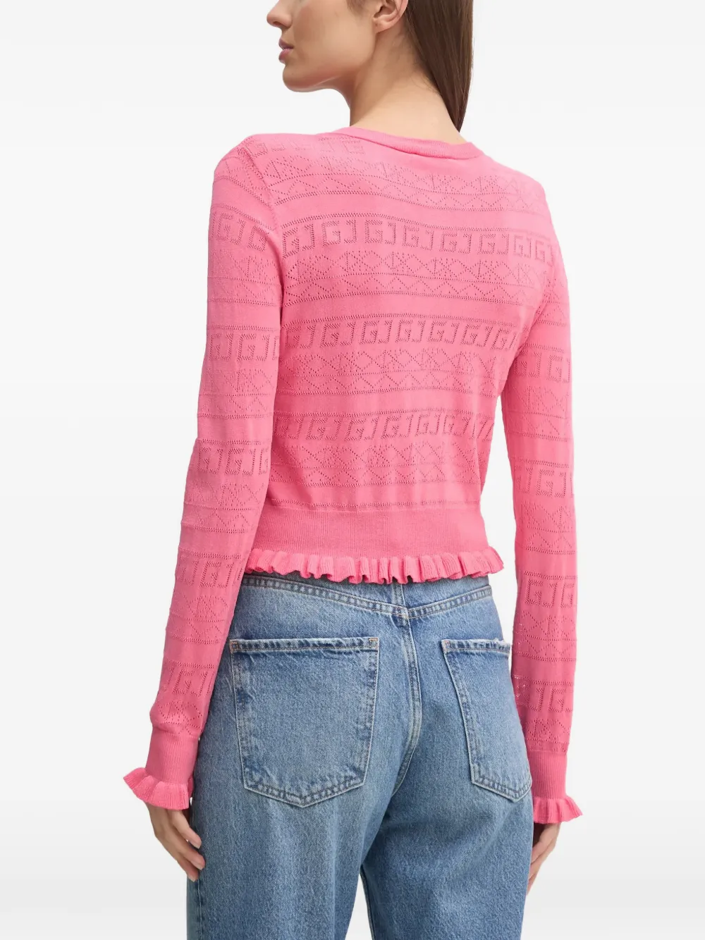  Gaudi Ruffled Patterned Cardigan - Pink 