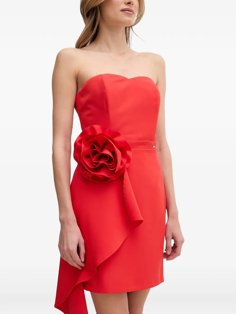 Gaudi Strapless mini-jurk met bloemdetail Rood