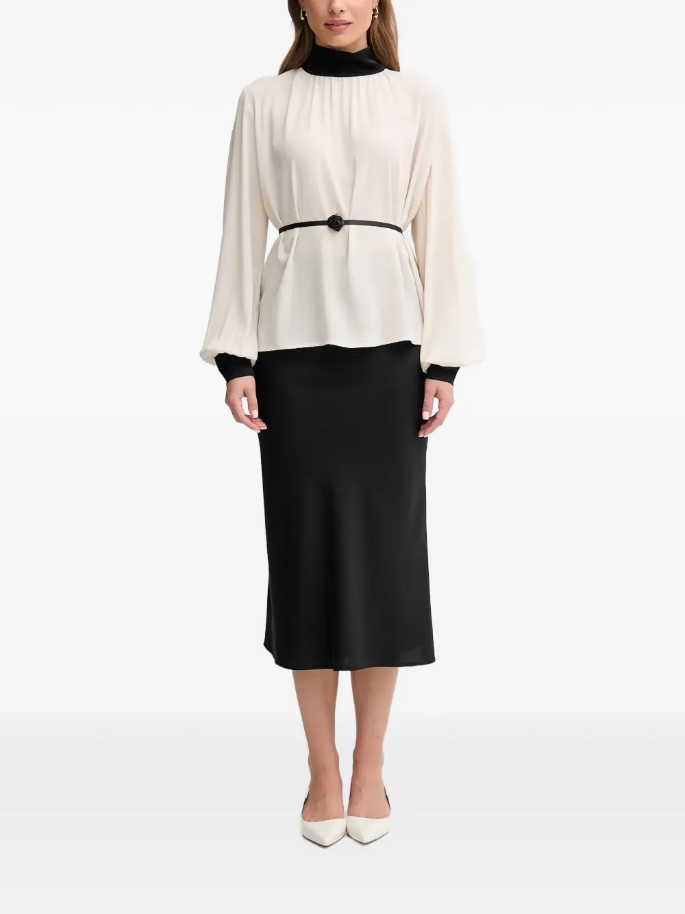  Gaudi Roll Neck Blouse - Neutrals 