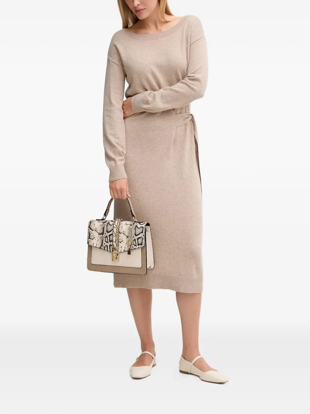 Gaudi Midi-jurk met gestrikte taille Beige