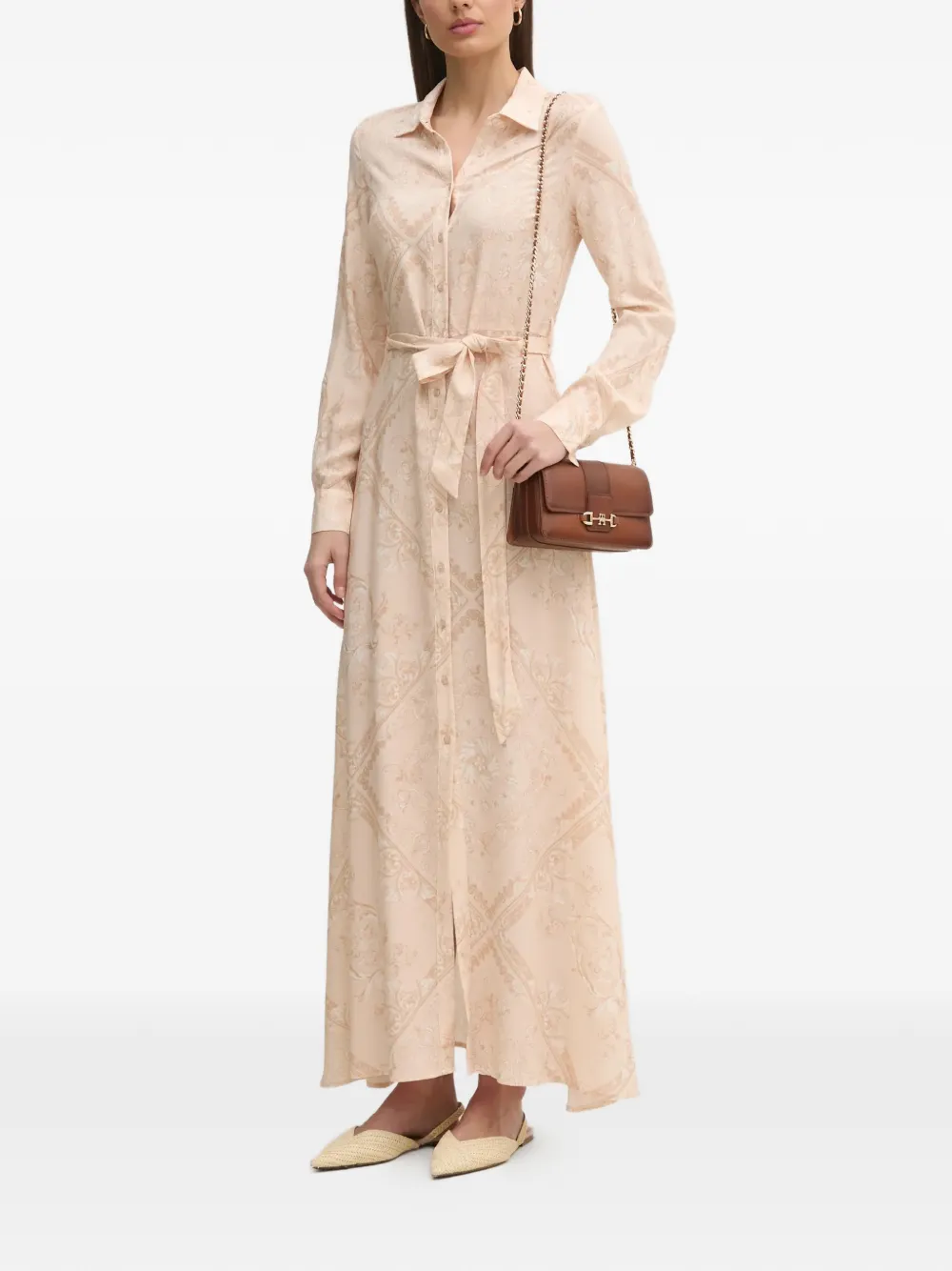  Gaudi Tie-waist Maxi Dress - Neutrals 