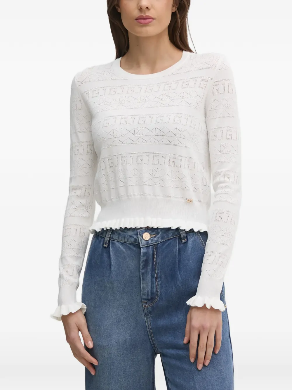 Gaudi ruffled sweater - Bianco