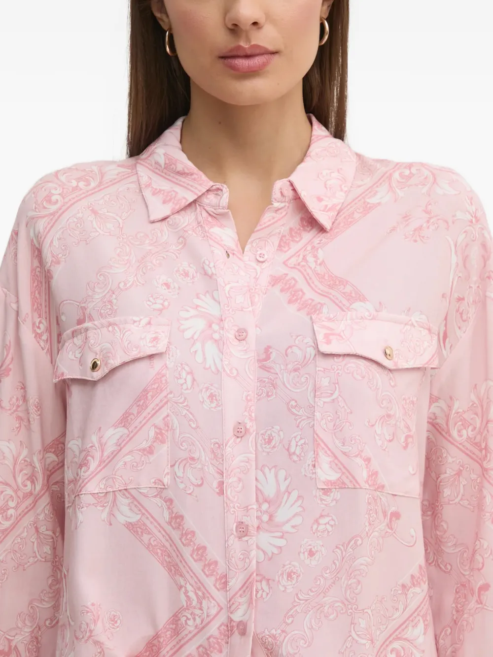 Flap-Pockets Patterned Shirt