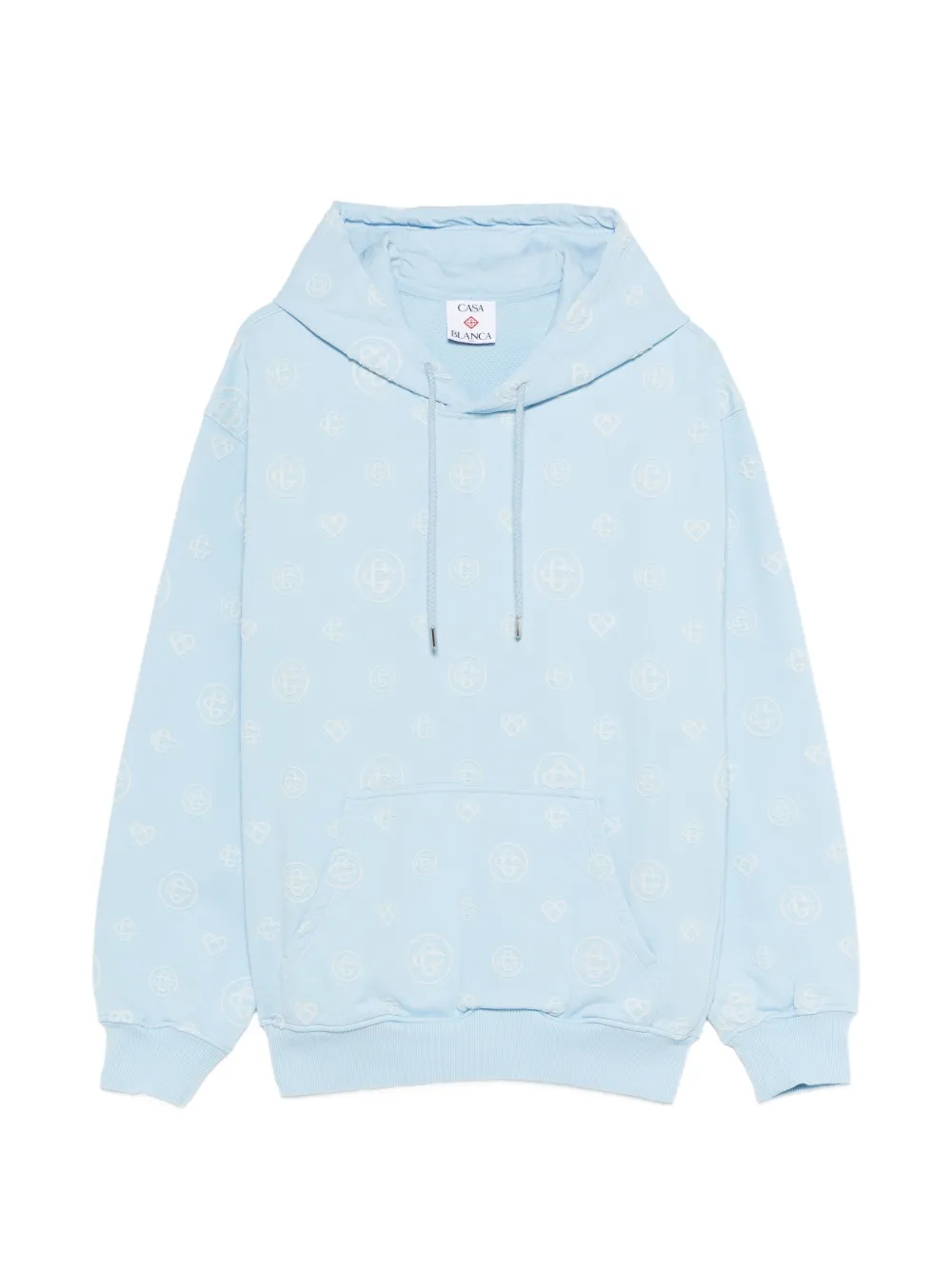 Casablanca monogram-appliqué hoodie - Blu