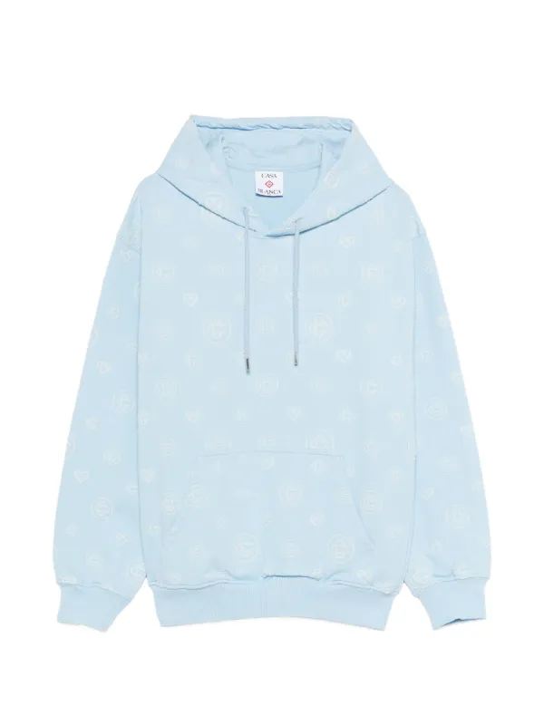 Casablanca Applique Monogram Hoodie in Blue