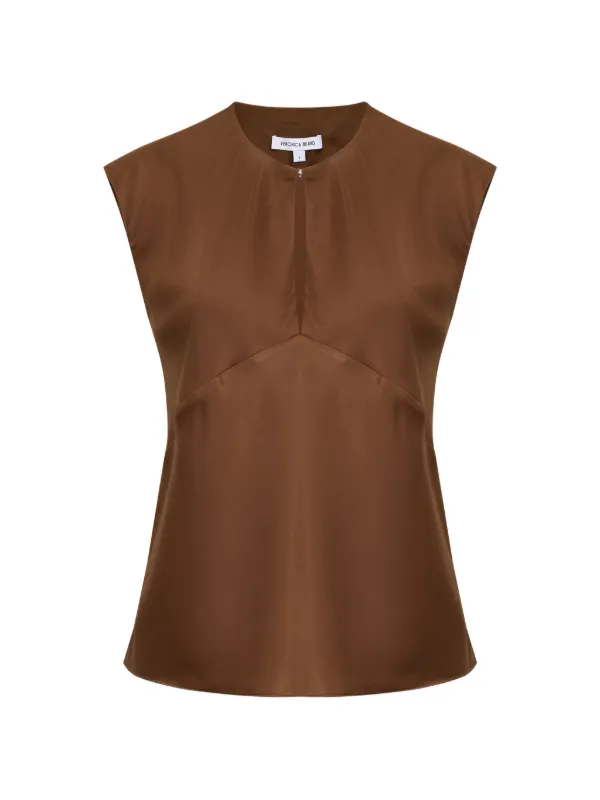 Veronica Beard Sparrow V-neck Blouse in Brown
