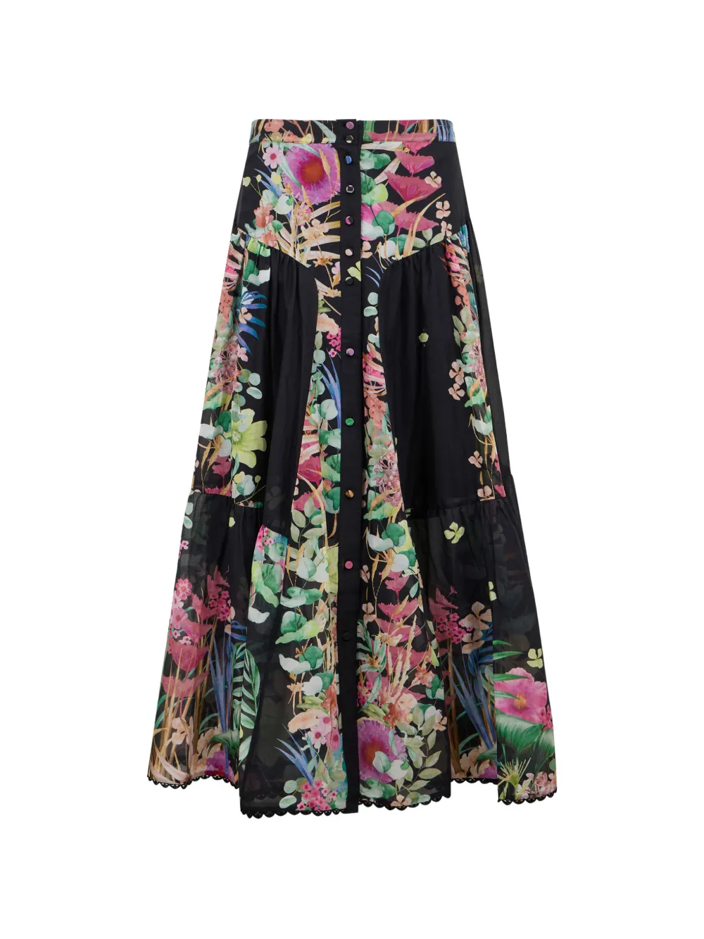 Charo Ruiz Ibiza floral-print buttoned maxi skirt - Nero