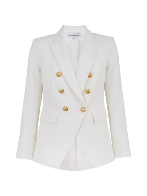 Veronica Beard Miller Buttoned Jacket in White