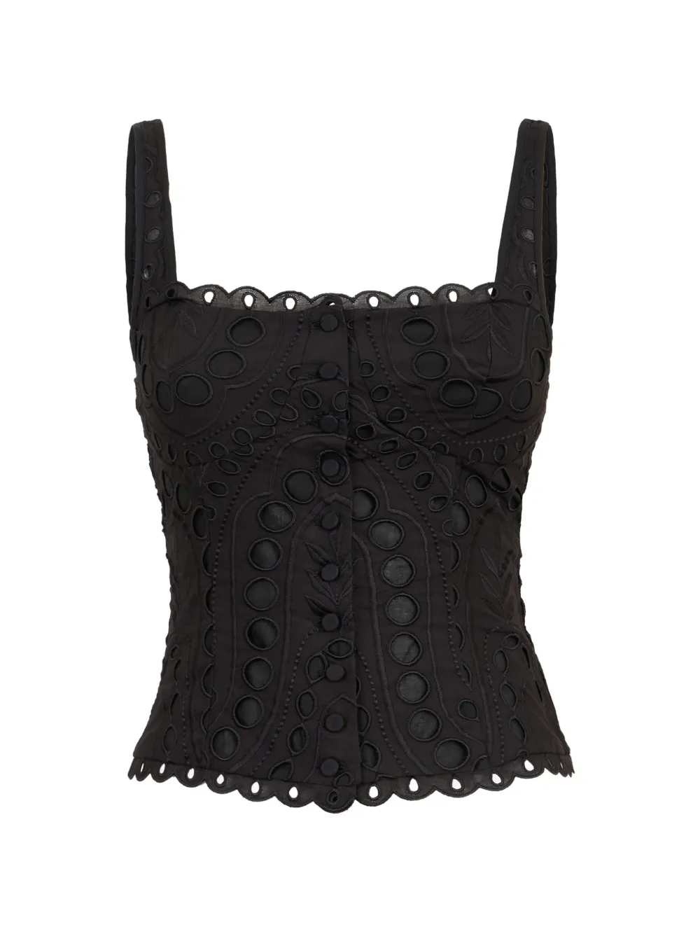 Charo Ruiz Ibiza Nereus cutwork top - Black