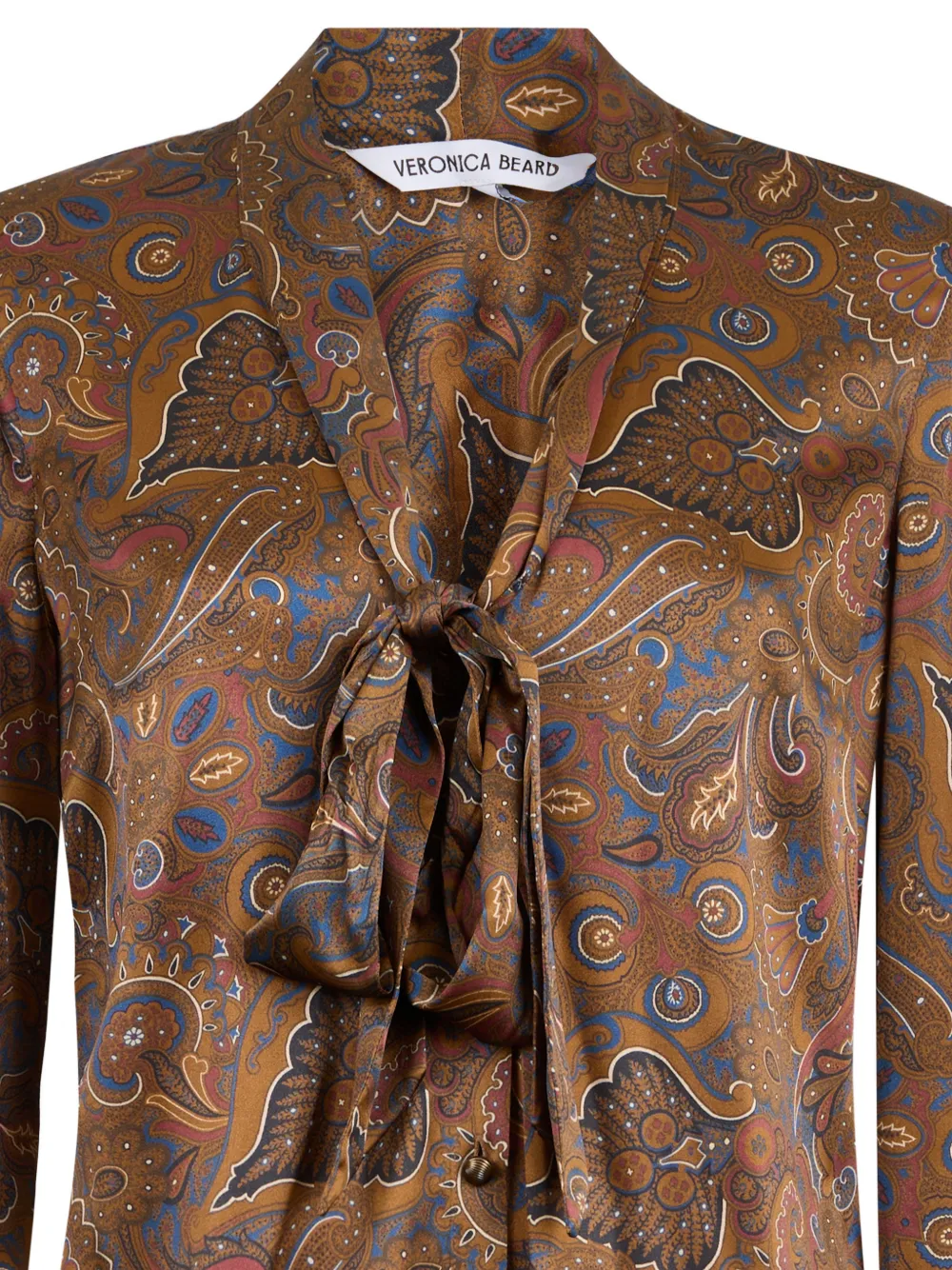 Veronica Beard Francine blouse met paisley-print en gestrikte hals Bruin