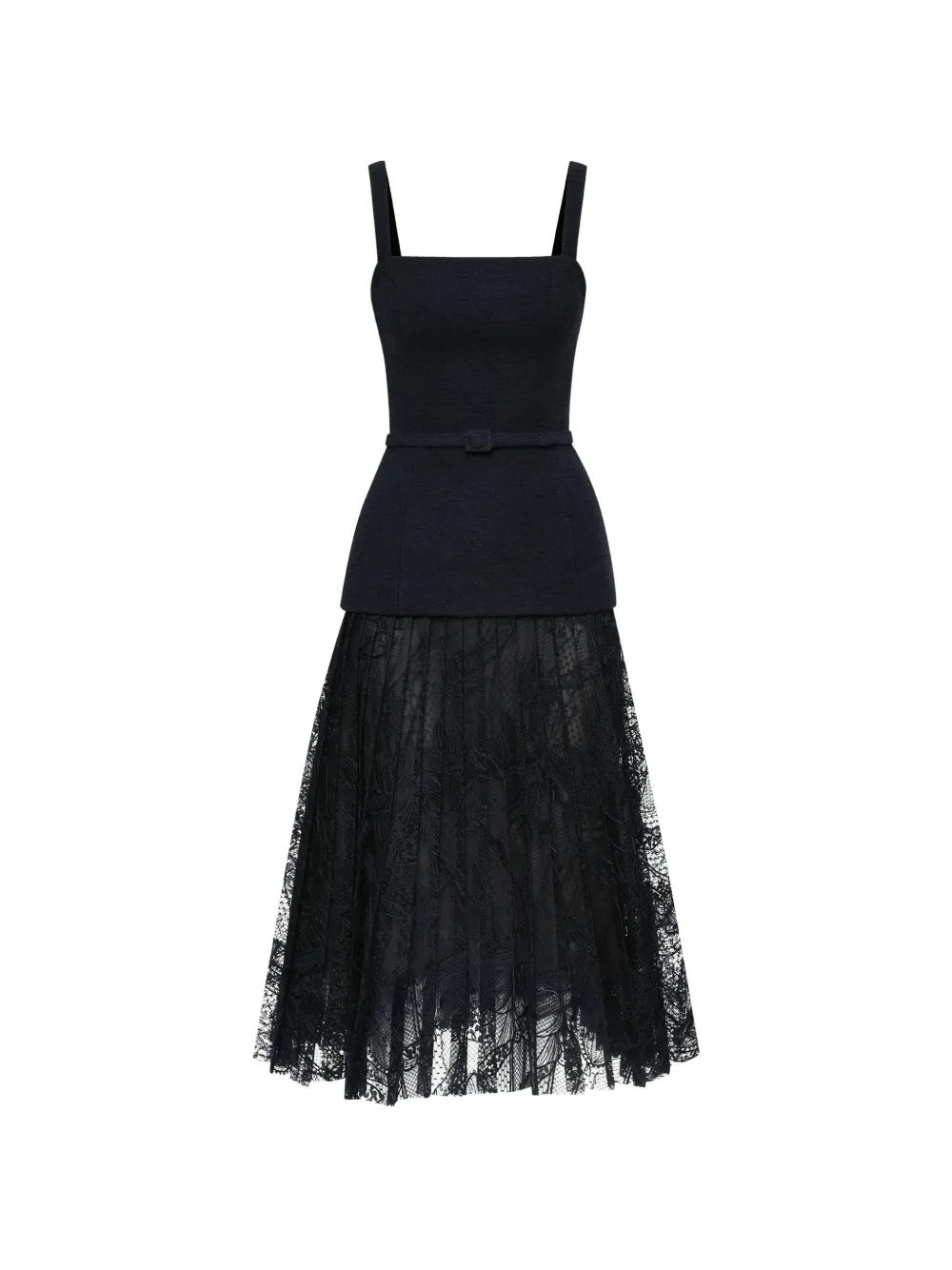 Oscar de la Renta Abito midi Orchid Guipure con cintura - Blu