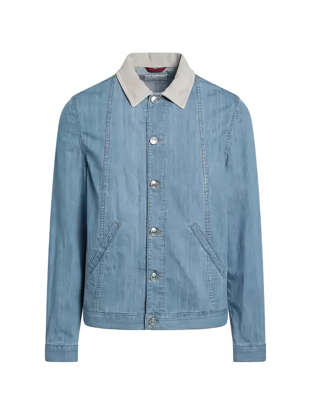 Brunello Cucinelli contrast-collar denim jacket - Blu