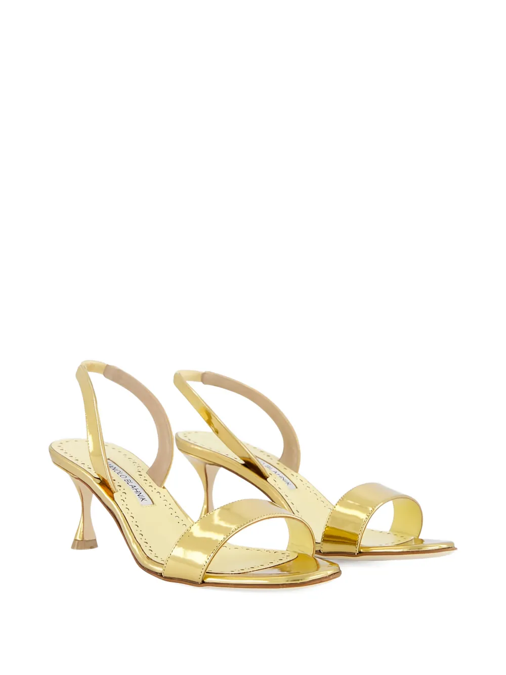 Manolo Blahnik 50 mm Cupisanpla sandalen Goud