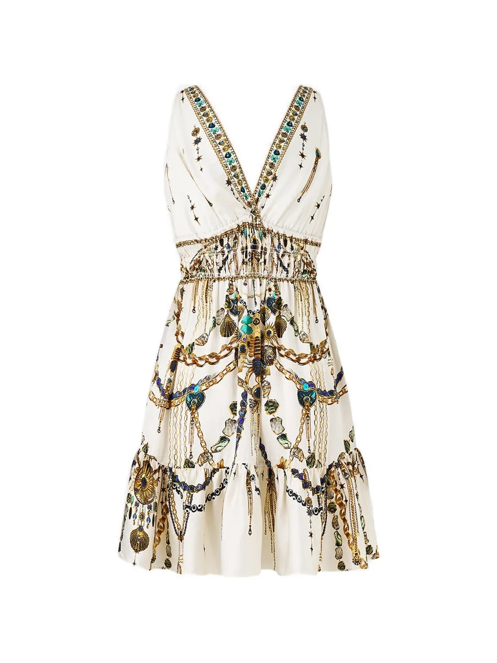 Camilla crystal embellishment mini dress - Bianco