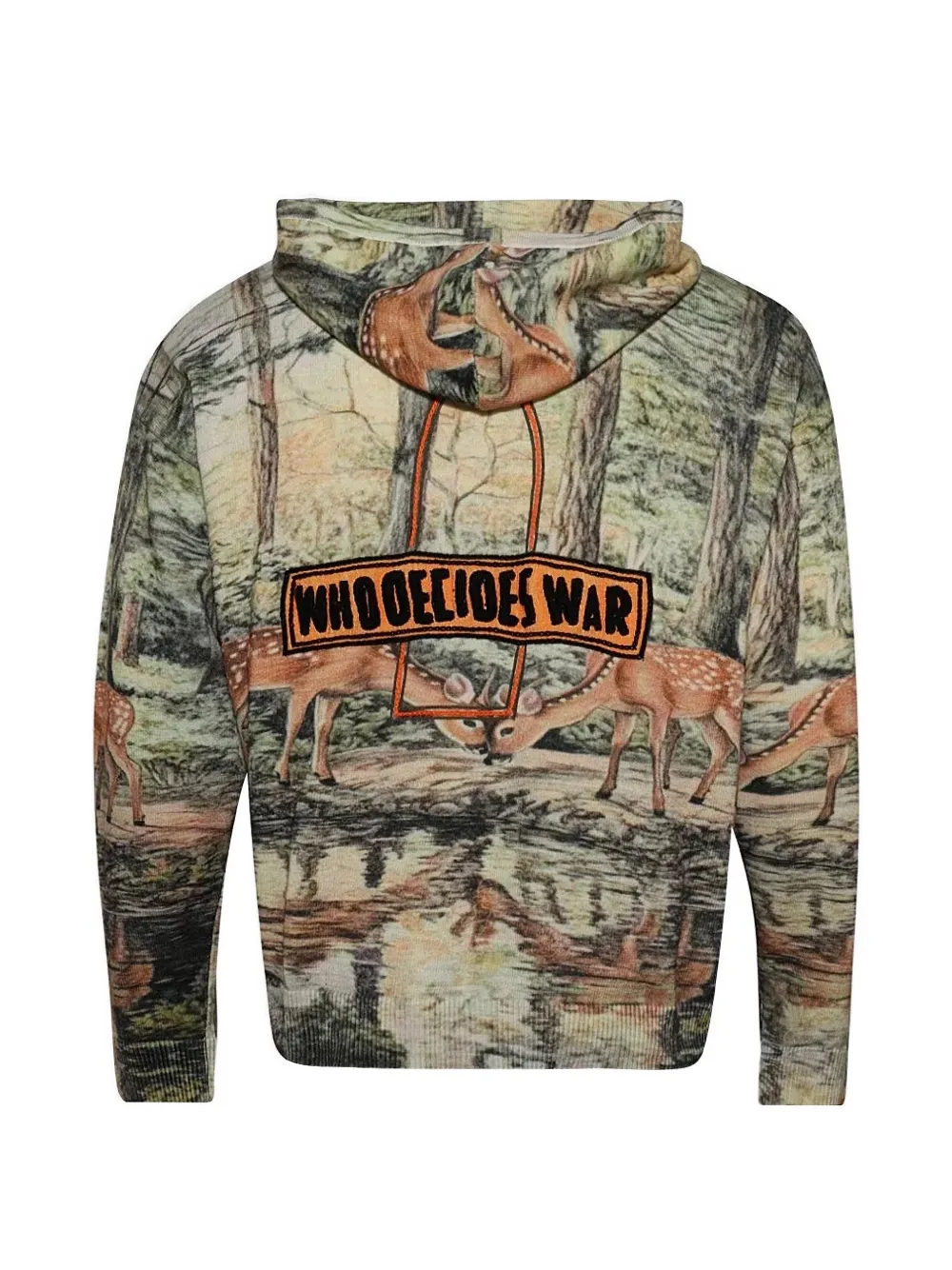 Who Decides War deer-print hooded hoodie - Grün