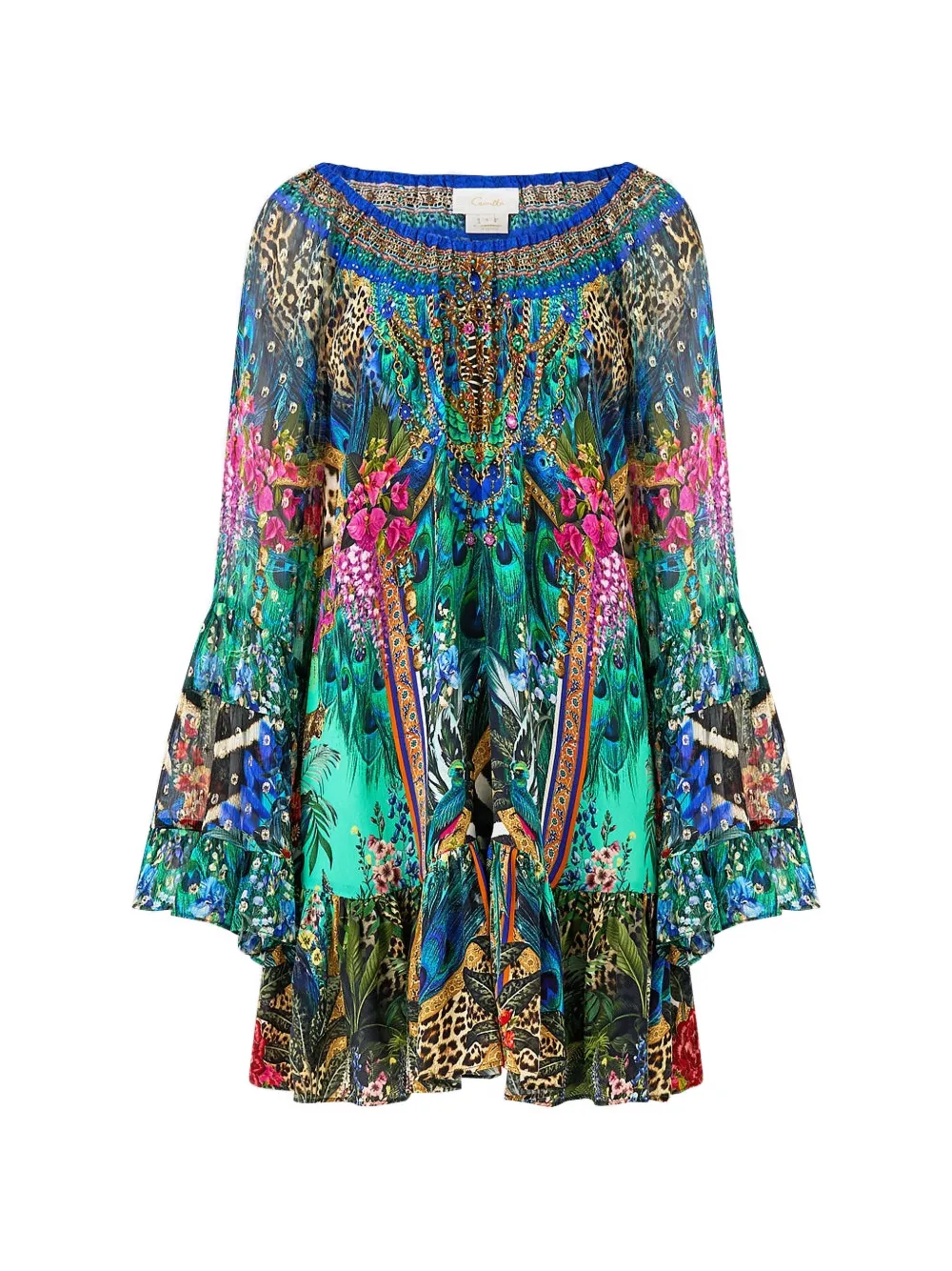 Camilla frill A-line mini dress - Verde