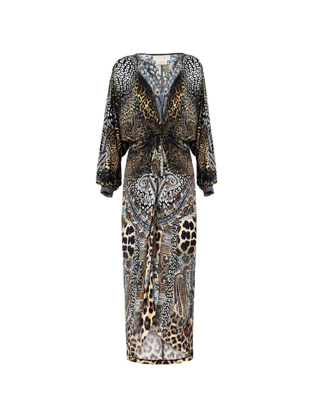 Camilla Istanbul Animalia Twist Front midi dress - Marrone