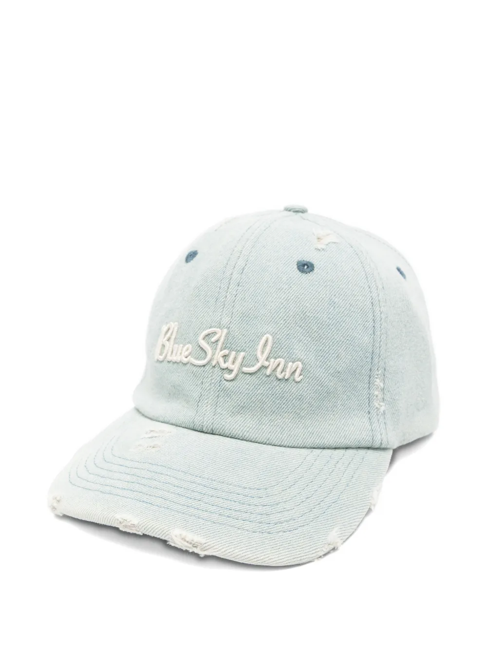 BLUE SKY INN washed denim embroidered logo cap