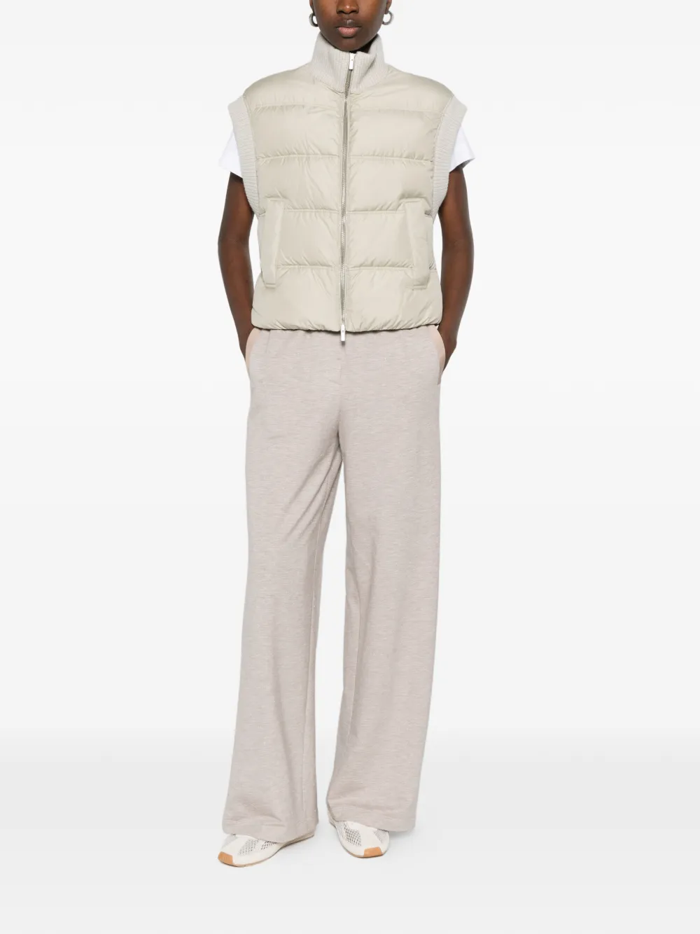 Peserico Geribbelde bodywarmer Beige
